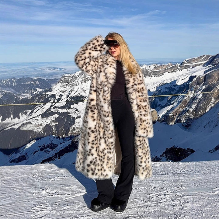 Women Longer Dotted Faux Fur Coat with Oversized Cut Mune Fashion
