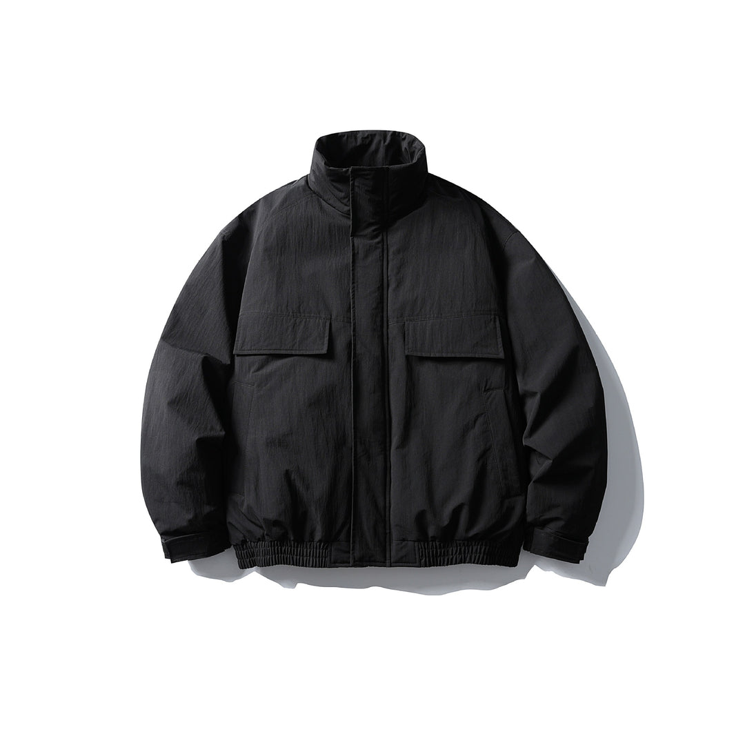 Men's Boxy Thermal Field Jacket with High Stand Collar and Flap Pockets Mune Fashion
