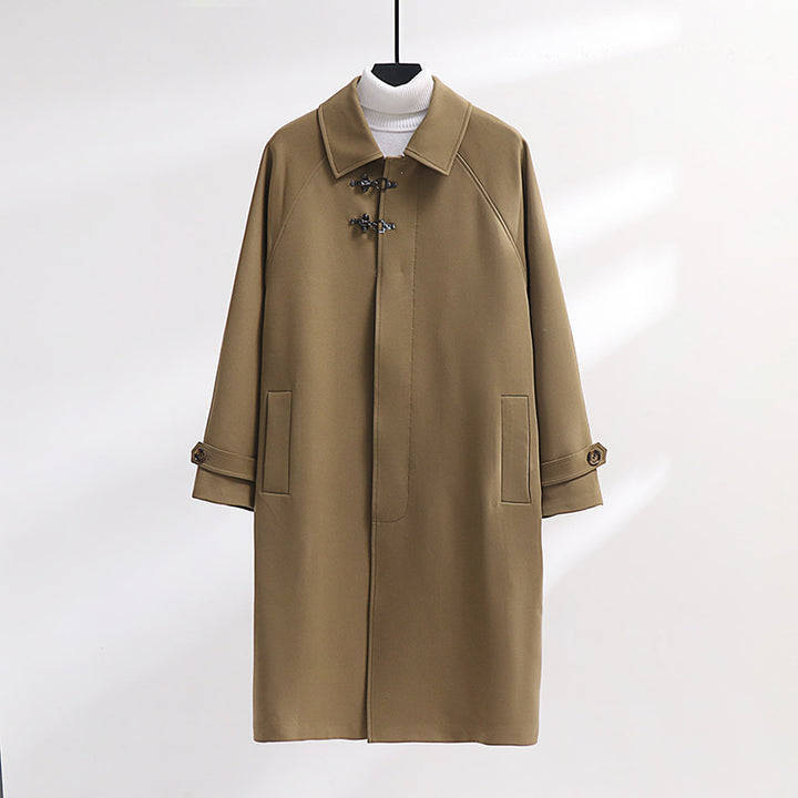 Women's Longline Coat with Toggle Closure and Raglan Sleeves Mune Fashion