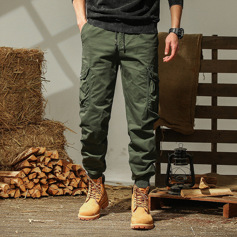 Men's Cargo Jogger Pants with Elastic Hem, Multifunctional Cargo Pockets, and Durable Canvas Mune Fashion