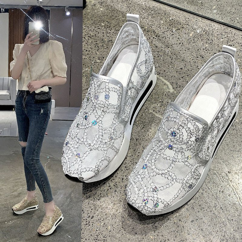 Women's platform sneaker with hidden wedge and pointed embellishment Mune Fashion