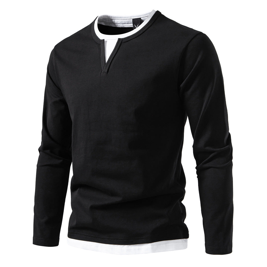 Men's long sleeve shirt with layered look and distinctive slit collar Mune Fashion