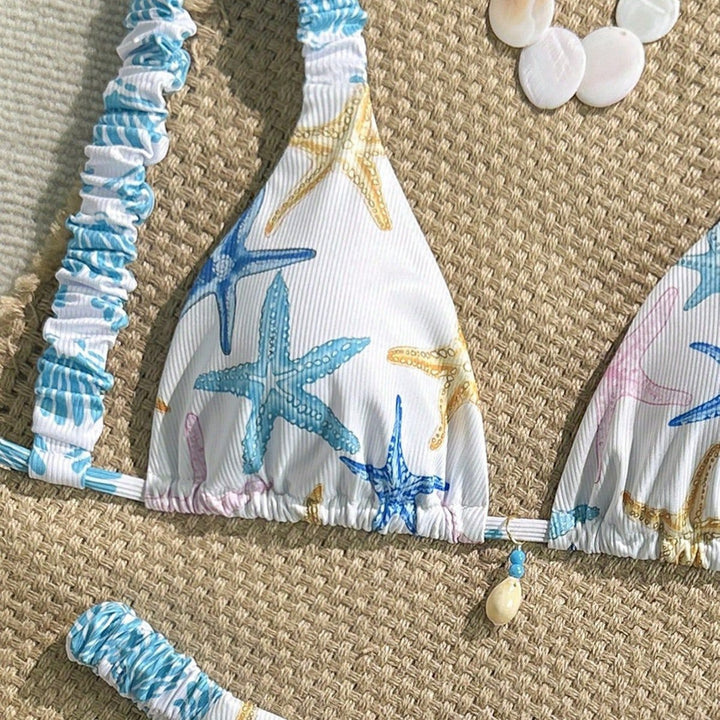 Women's Triangle Bikini with Maritime Star Pattern Mune Fashion