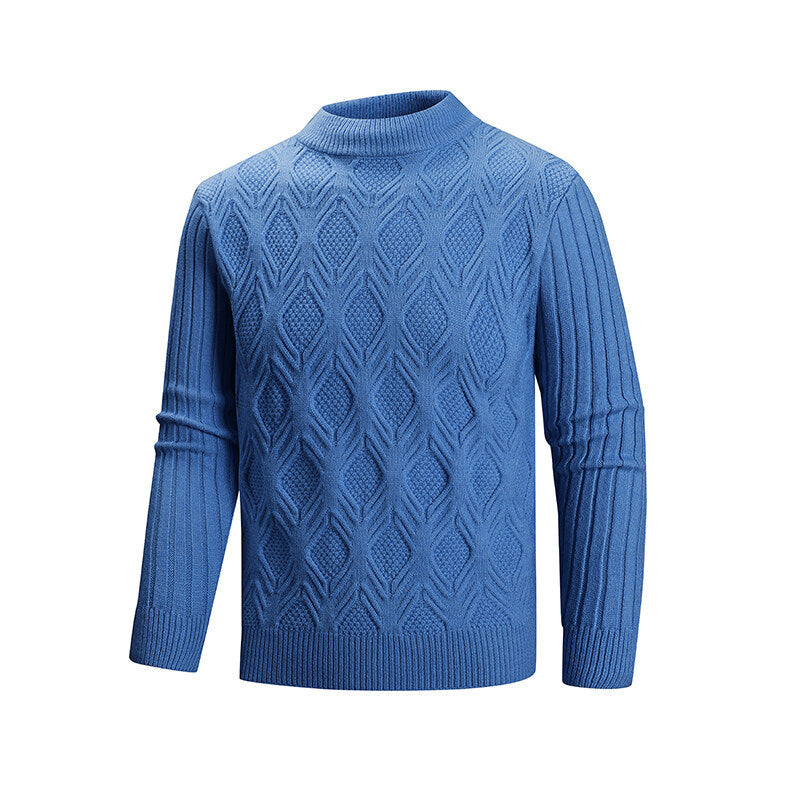 Men's Fine Cable Knit Pullover with Short Stand-Up Collar and Raglan Sleeves Mune Fashion