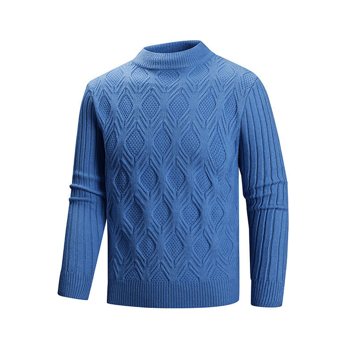 Men's Fine Cable Knit Pullover with Short Stand-Up Collar and Raglan Sleeves Mune Fashion