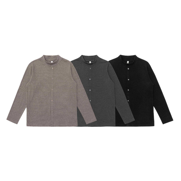 Unisex Fine-structured Button Cardigan with Stand-up Collar Mune Fashion