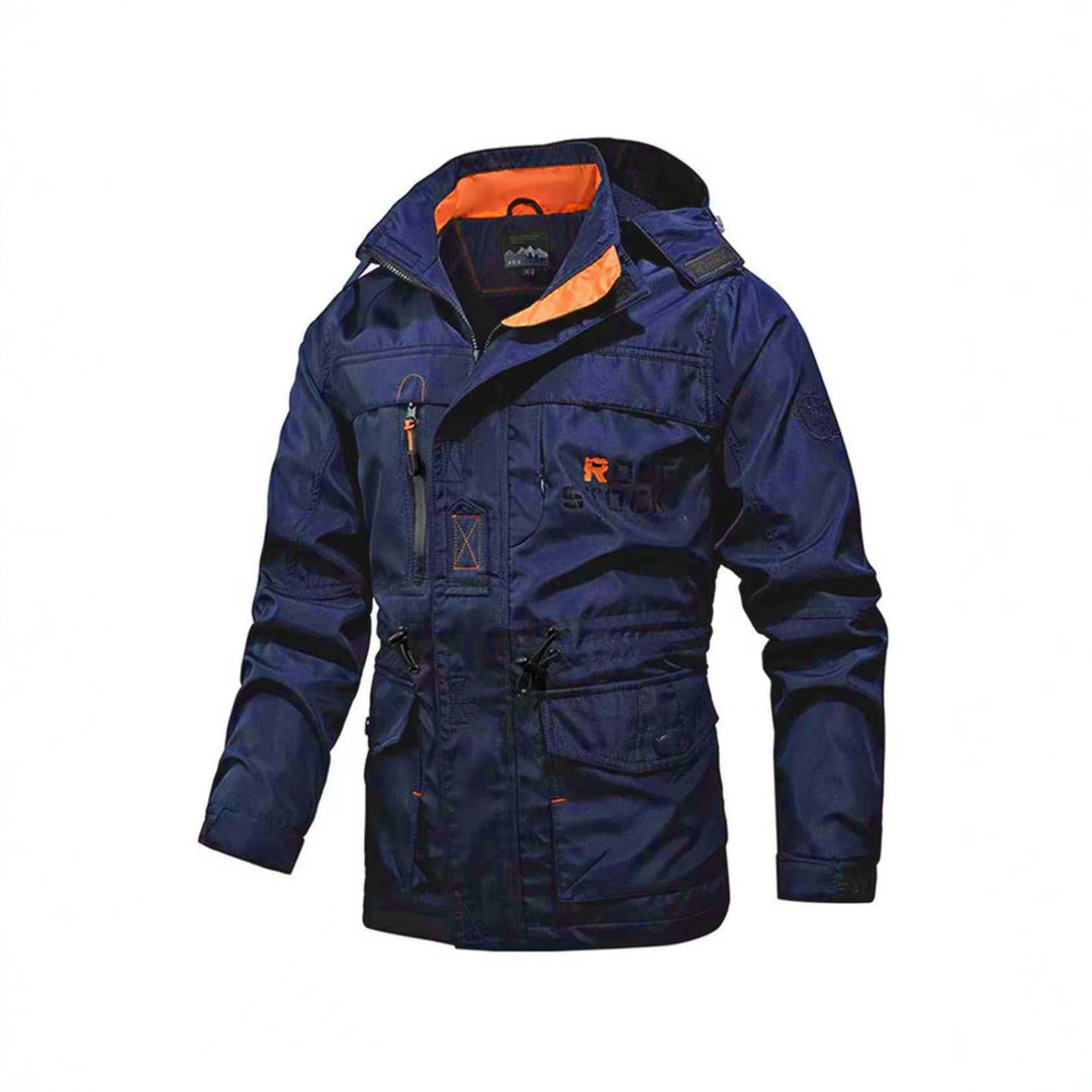 Men's Technical Field Jacket with Hood, Multi-Functional Pockets and Adjustable Waist Drawstring Mune Fashion