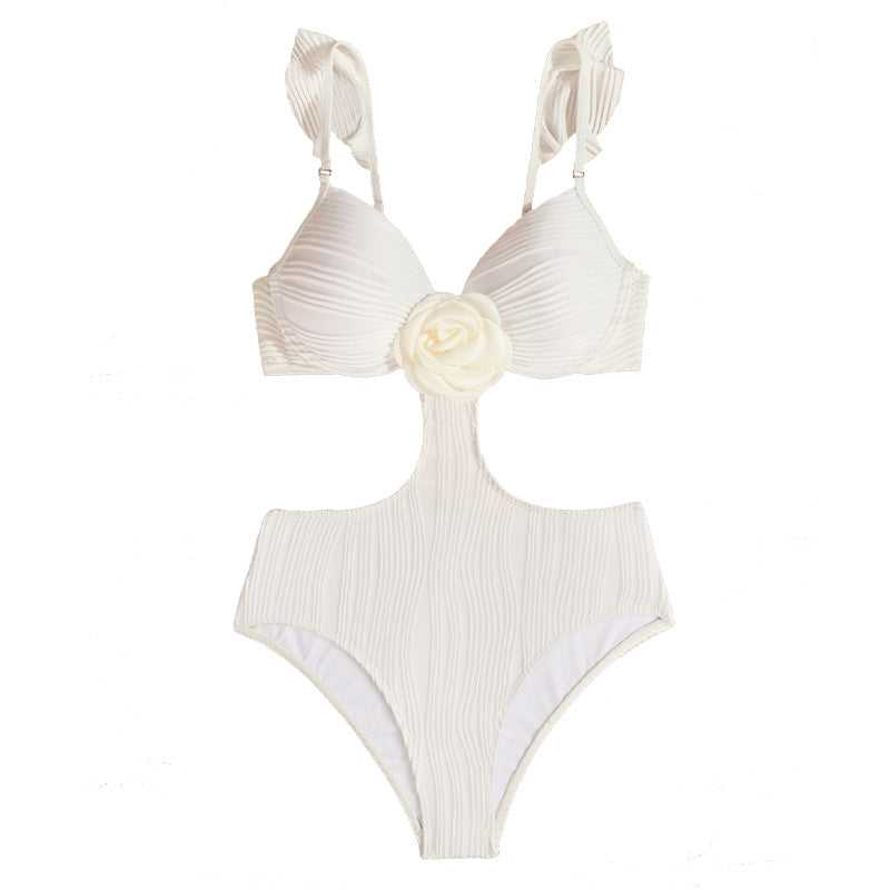 Women’s One-Piece Swimsuit with Floral Design and Sophisticated Cut-Out Mune Fashion