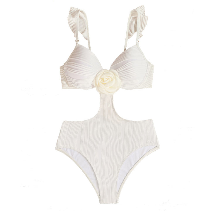 Women’s One-Piece Swimsuit with Floral Design and Sophisticated Cut-Out Mune Fashion