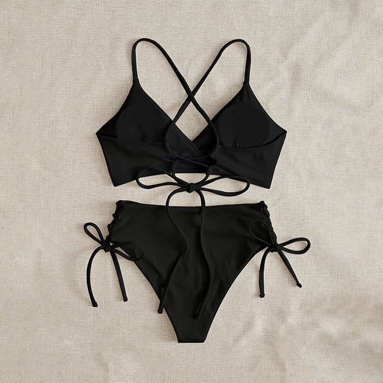 Women's High-Waisted Bikini with Adjustable Lacing Details Mune Fashion