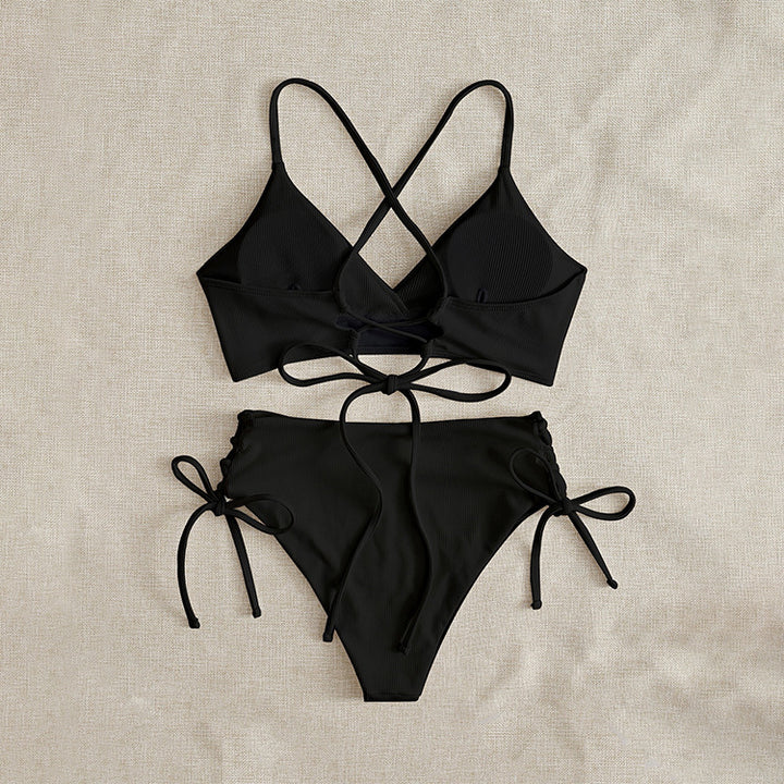 Women's High-Waisted Bikini with Adjustable Lacing Details Mune Fashion