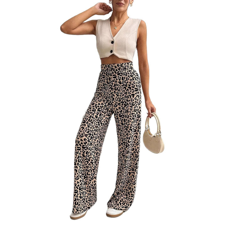 Women Fashionable Leopard Print Palazzo Pants Mune Fashion