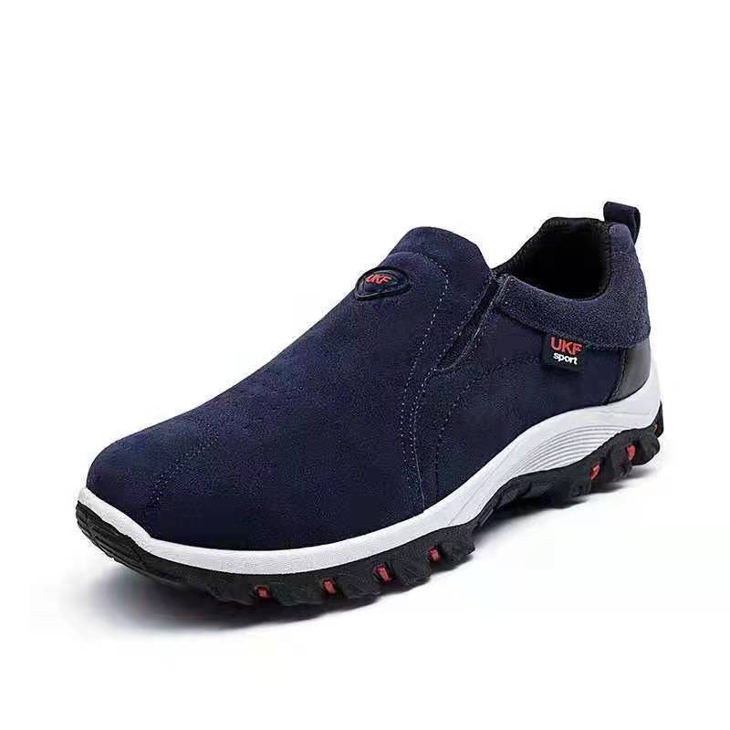 Men's robust slip-on sneakers in suede look with elastic inserts and profiled rubber outsole Mune Fashion