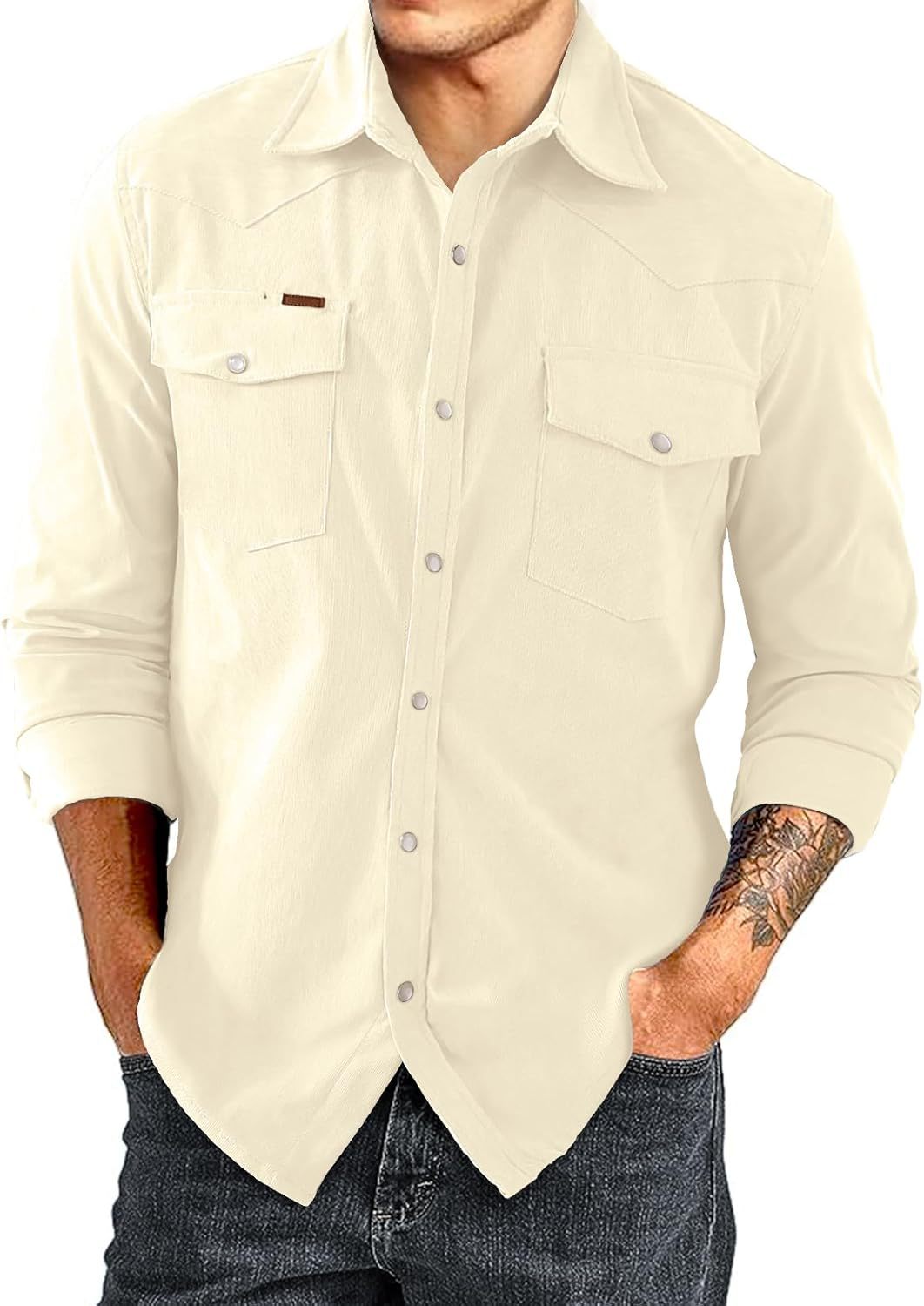 Men's Casual Cotton Shirt with Check Pattern