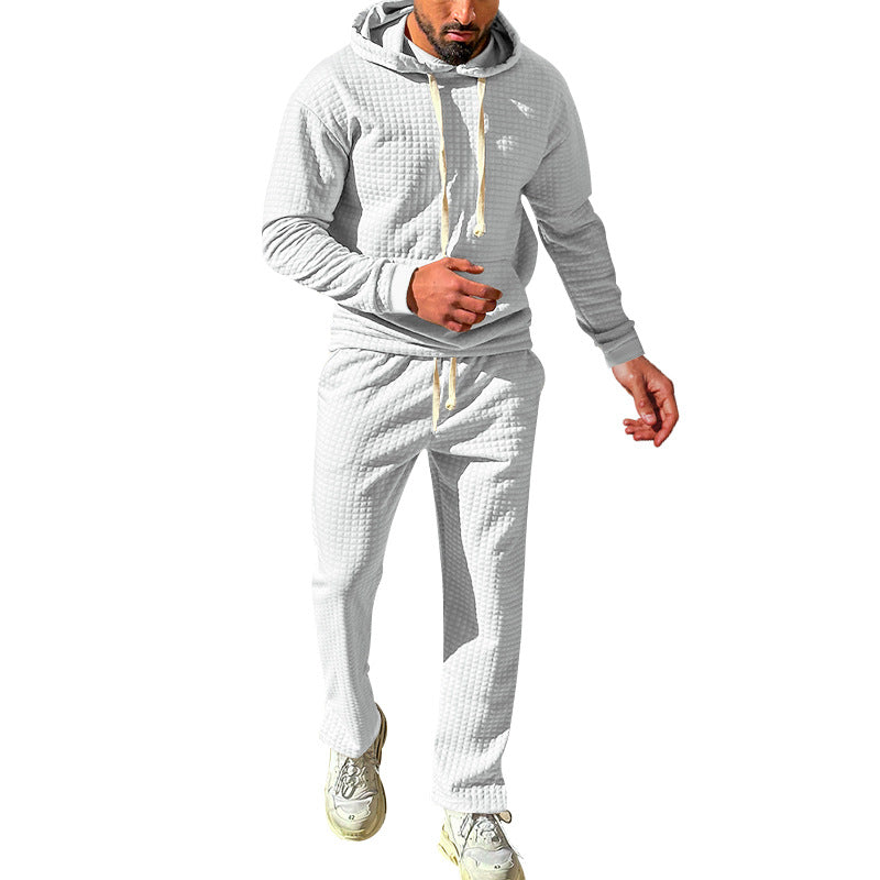 Men's waffle jersey comfort set with hood, drawstring waist, and straight leg Mune Fashion