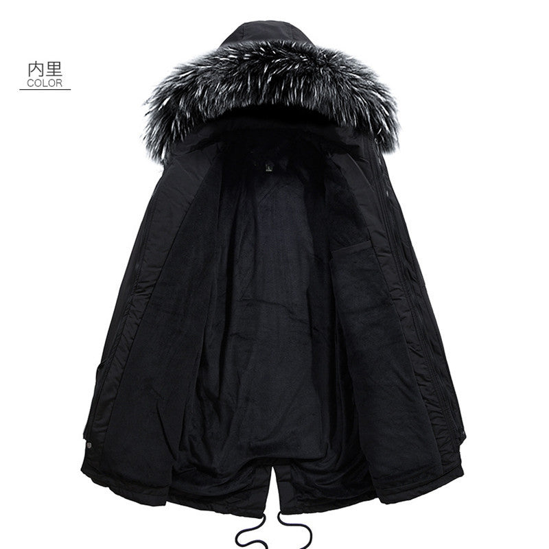 Men's Urban Thermal Parka with Faux Fur Hood, Multifunctional Pockets and Waist Adjustment Mune Fashion