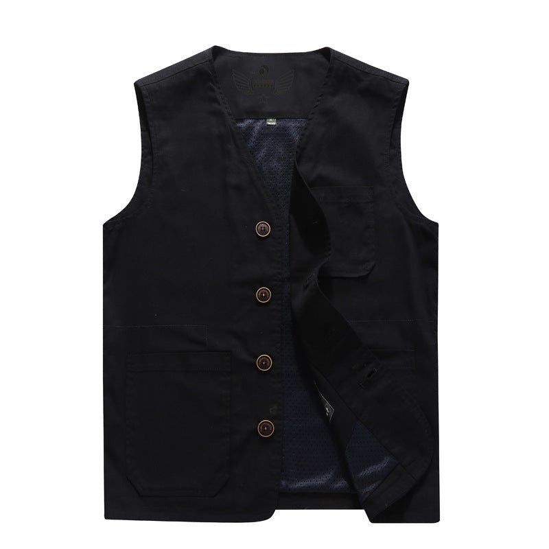Men's Canvas Utility Vest with Mesh Lining and Multiple Pockets Mune Fashion