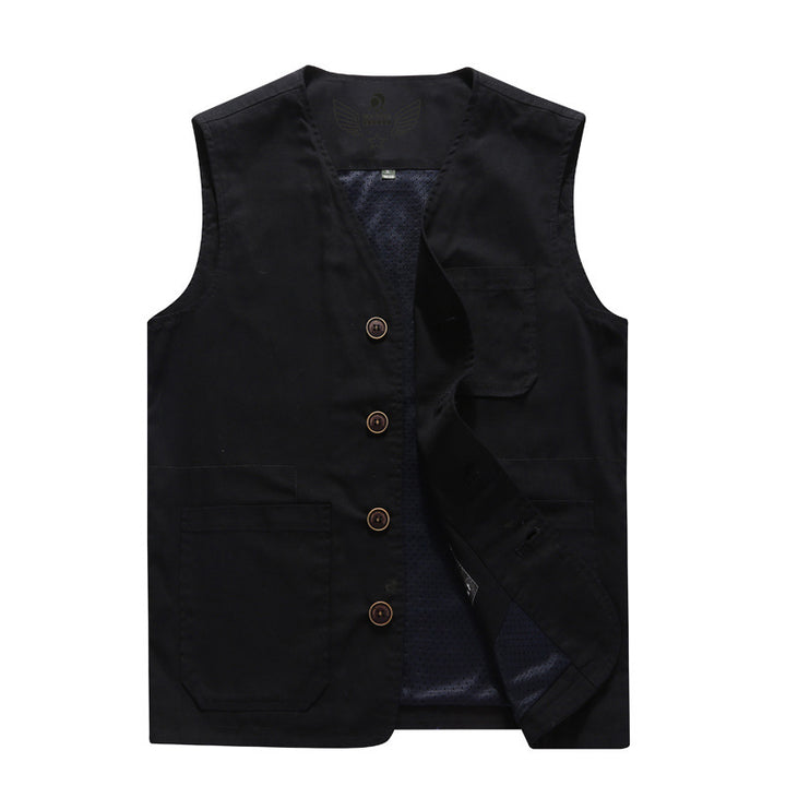 Men's Canvas Utility Vest with Mesh Lining and Multiple Pockets Mune Fashion