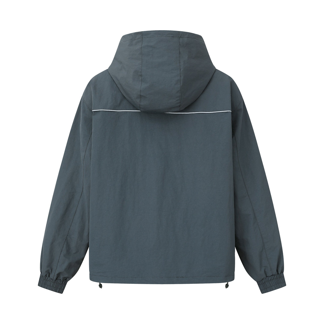 Unisex Lightweight Boxy Hooded Jacket with Two-Way Zipper and Drawstring Hem Mune Fashion