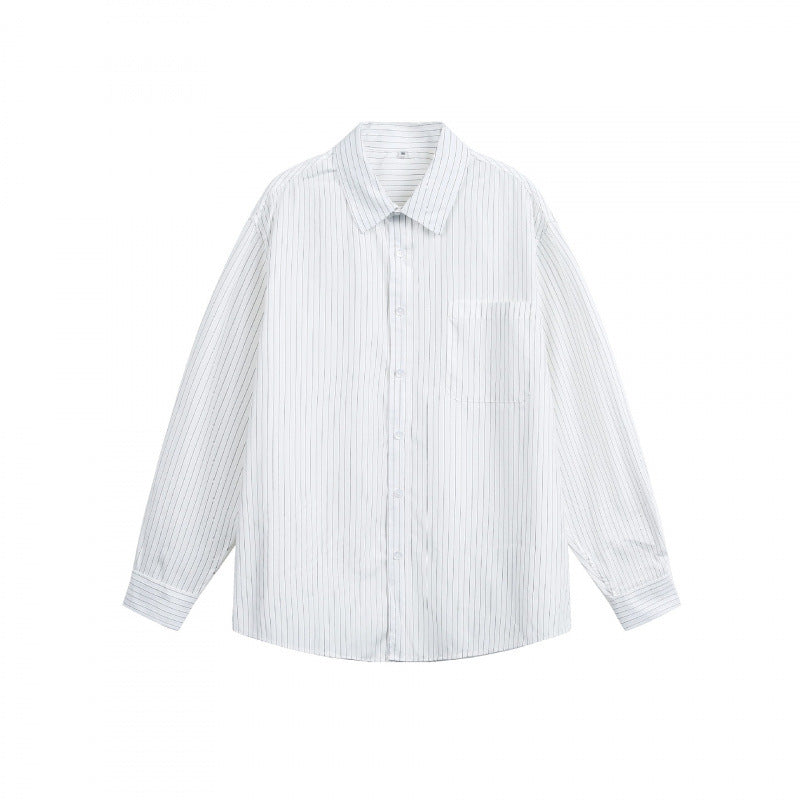 Women's oversized shirt made of cotton blend with fine pinstripes and chest pocket Mune Fashion