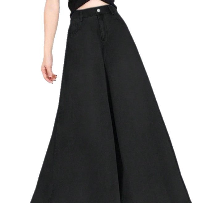 Women's High-Waisted Palazzo Jeans with Extra Wide Leg and Flowing Denim Mune Fashion