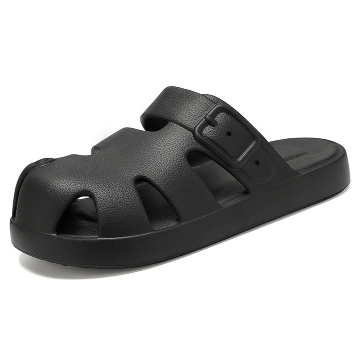 Women non-closed sandals slide with ergonomic footbed, adjustable buckle and slip-resistant EVA outsole Mune Fashion