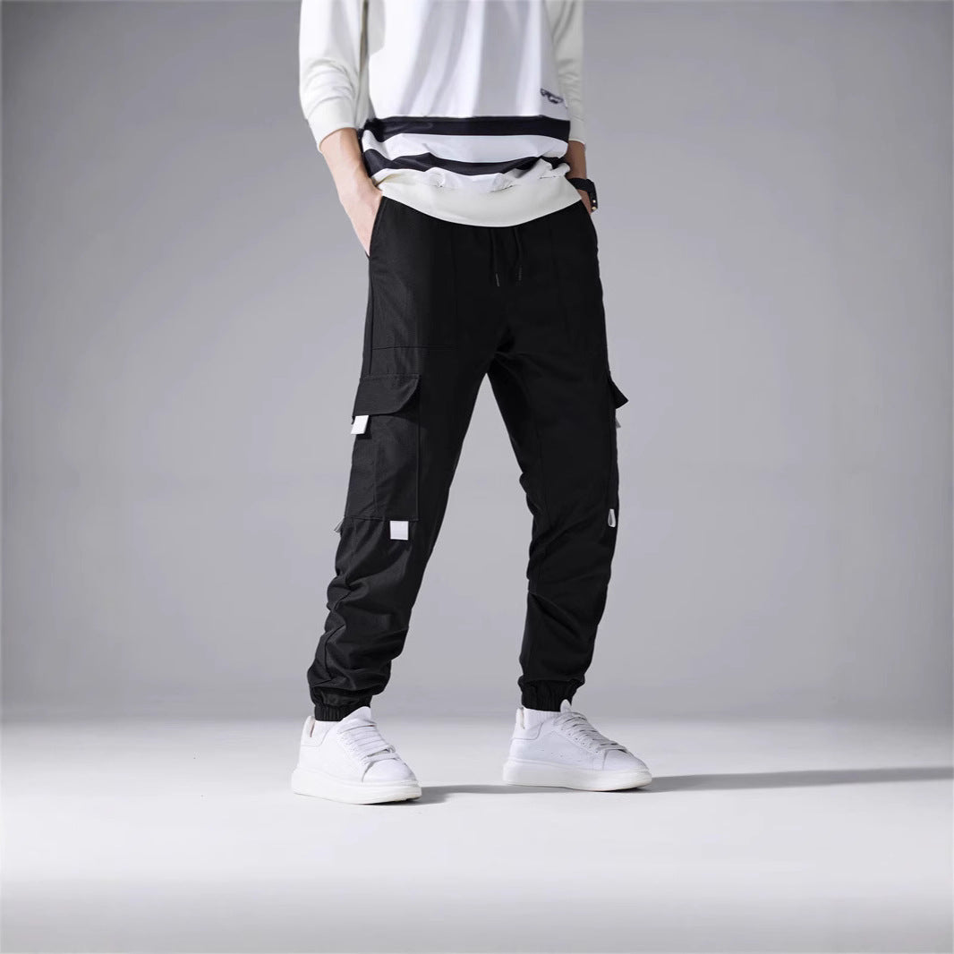 Men's Utility Cargo Pants in Jogger Style with Drawstring Waistband, Elastic Leg Openings & Multiple Pockets Mune Fashion