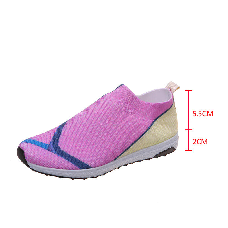 Women's Lightweight Knit Slip-On Sneakers without Laces with Breathable Mesh and Cushioned Platform Sole Mune Fashion