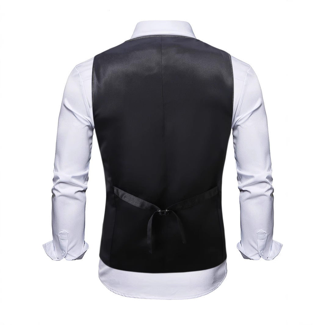 Men's Double-Breasted Vest with Sequins and Tailored Fit Mune Fashion