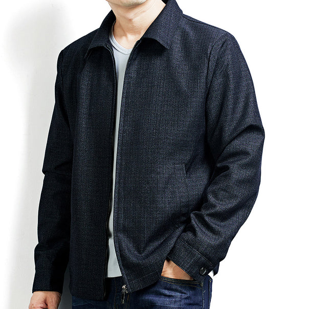 Men's Modern Lightweight Transition Blouson with Shirt Collar and Full Zip Mune Fashion