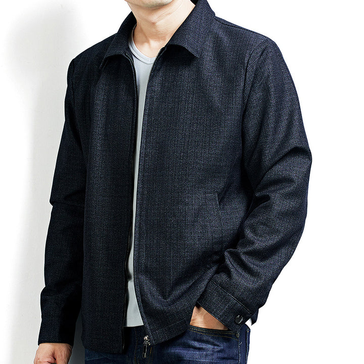 Men's Elegant Transition Jacket in Blouson Style made of Structured Wool Blend with Concealed Zipper Mune Fashion
