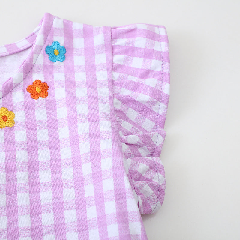 Girls summer dress with lovely flower embroideries Mune Fashion