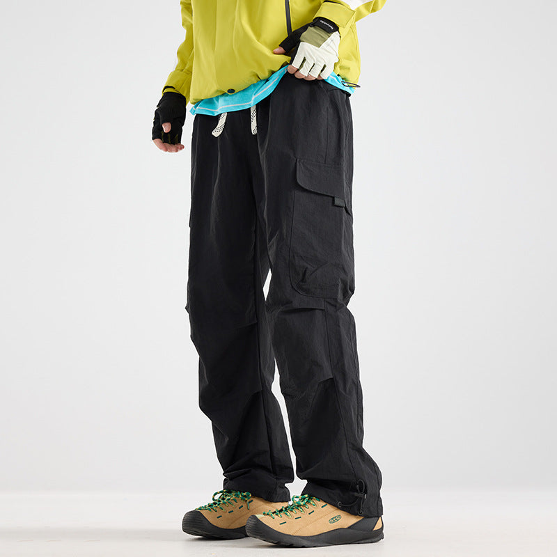 Men's Lightweight Technical Cargo Trekking Pants with Drawstring Waist, Utility Pockets and Adjustable Leg Openings Mune Fashion