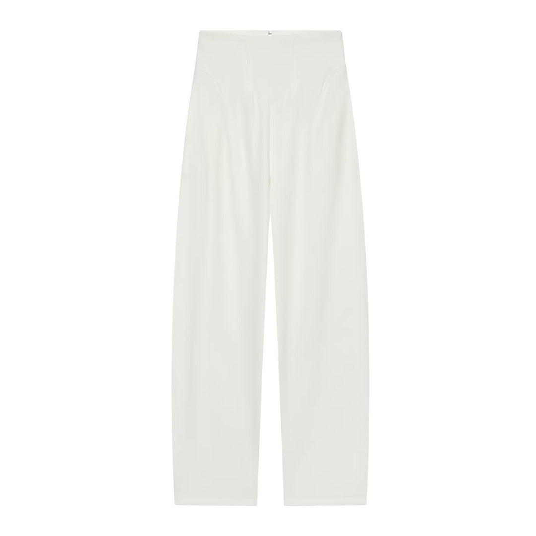 Women's Elegant Two-Piece Suit Set with Blazer without Lapels and High-Waist Wide-Leg Pants Mune Fashion