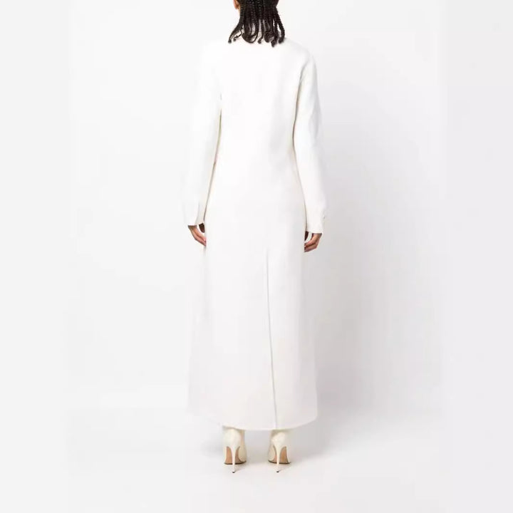 Ladies Double-breasted Maxi Coat made of Wool Blend with Tailored Fit Mune Fashion