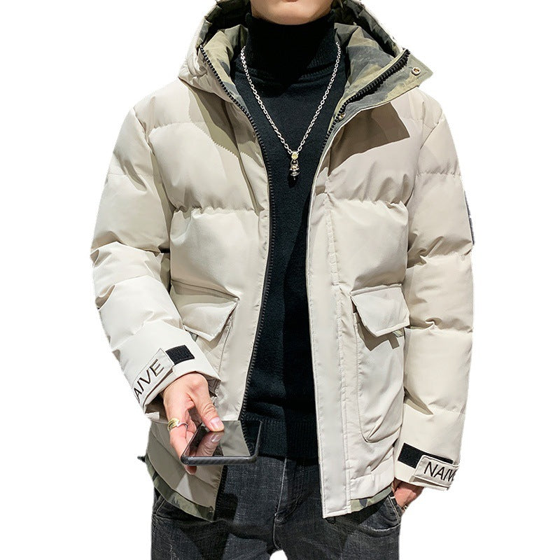 Men's quilted hooded jacket with flap pockets and adjustable Velcro cuffs Mune Fashion