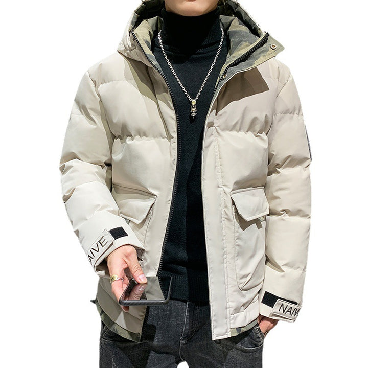 Men's quilted hooded jacket with flap pockets and adjustable Velcro cuffs Mune Fashion