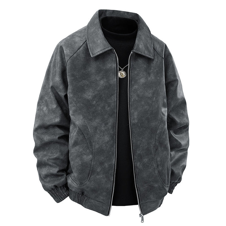 Men's suede look zip jacket in retro bomber style with Kent collar and elastic hem Mune Fashion