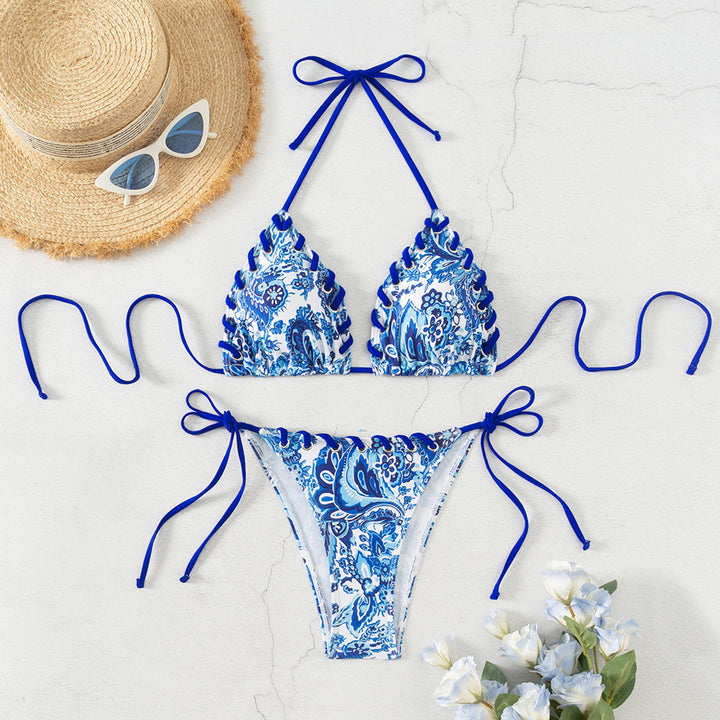 Women's Triangle Bikini with Playful Lace-Up Design Mune Fashion