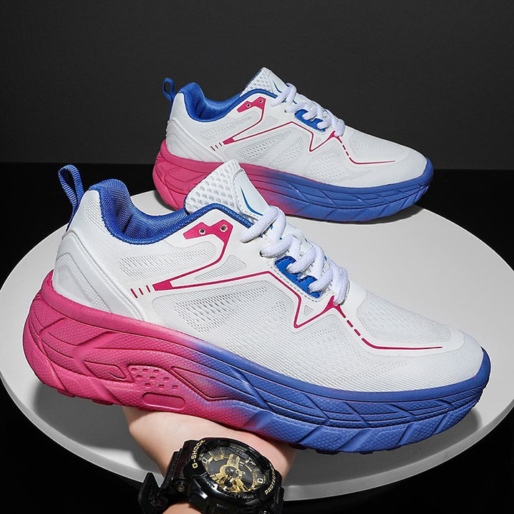Unisex cushioned platform sneaker with breathable knit upper and padded hollow chamber sole Mune Fashion