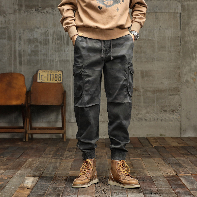 Herren Camouflage Cargo-Jogginghose mit elastischem Bund, Bündchen und Mehrfach-Taschen Mune Fashion