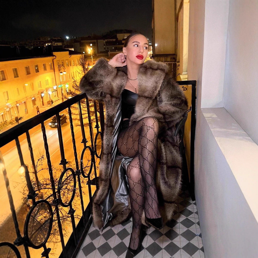 Women's Luxurious Oversized Faux Fur Coat with Hood and Satin Lining Mune Fashion