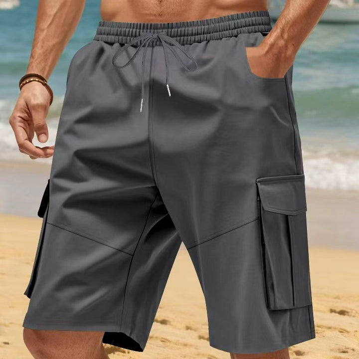 Men's Nano Technical Travel Leisure Bermuda with Elastic Waistband, Drawstring and Functional Flap Pockets Mune Fashion