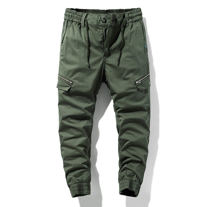 Men's Multifunctional Cargo Joggers with Drawstring Waist, Zipper Pockets and Ribbed Ankle Cuffs Mune Fashion