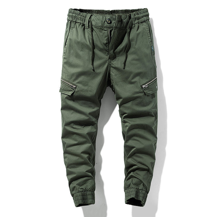 Men's Multifunctional Cargo Joggers with Drawstring Waist, Zipper Pockets and Ribbed Ankle Cuffs Mune Fashion