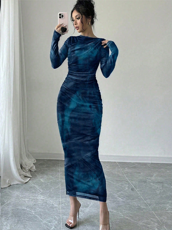 Ladies Elegant Wrap Dress with Texture Mune Fashion