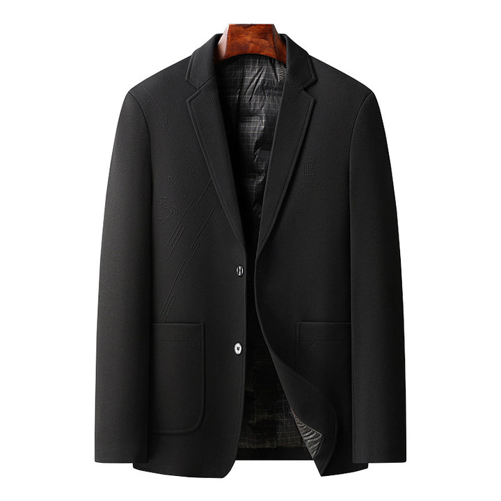 Men's Half-lined Blazer with Embroidered Graphics and Welt Pockets Mune Fashion