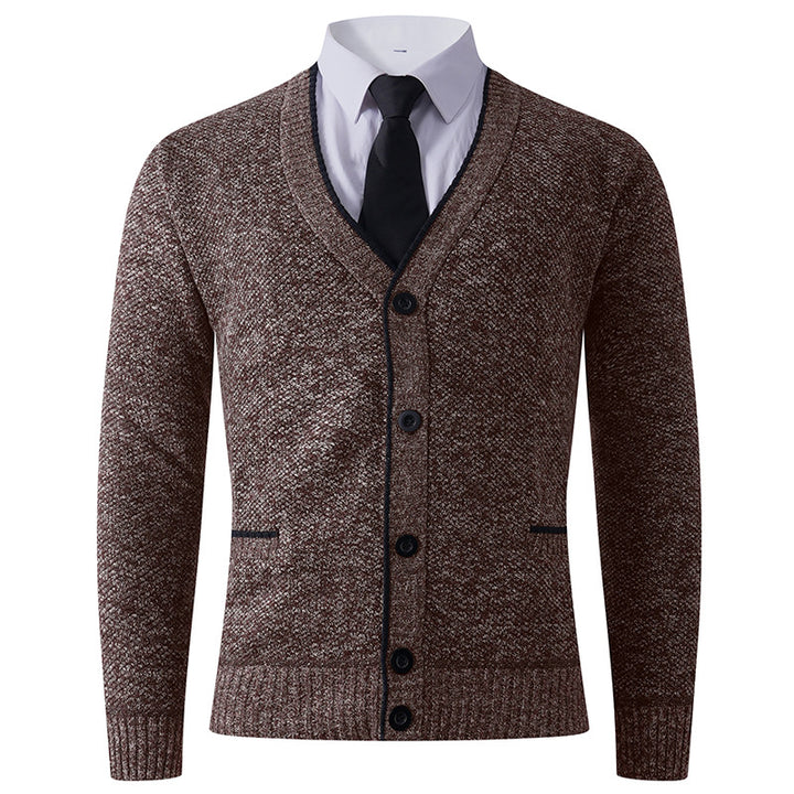 Men's Structured Knit Cardigan with V-Neck, Button Placket and Pockets Mune Fashion