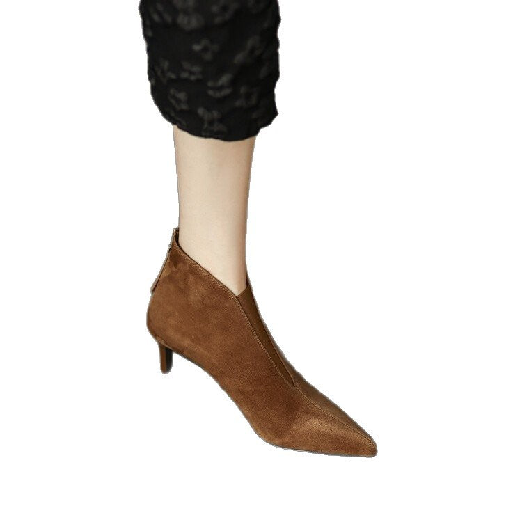 Women Elegant lace ankle boots with sophisticated heel opening Mune Fashion