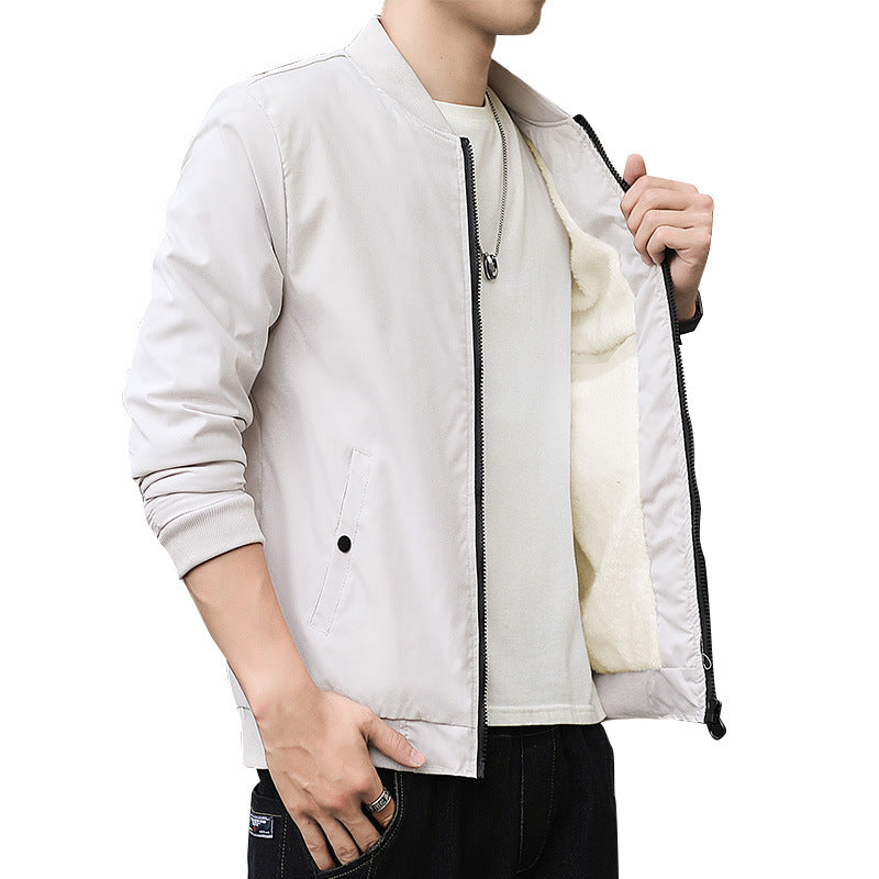 Men's Minimalist Lightweight Bomber Jacket with Matte Microfiber Outer Layer and Contrasting Zipper Mune Fashion